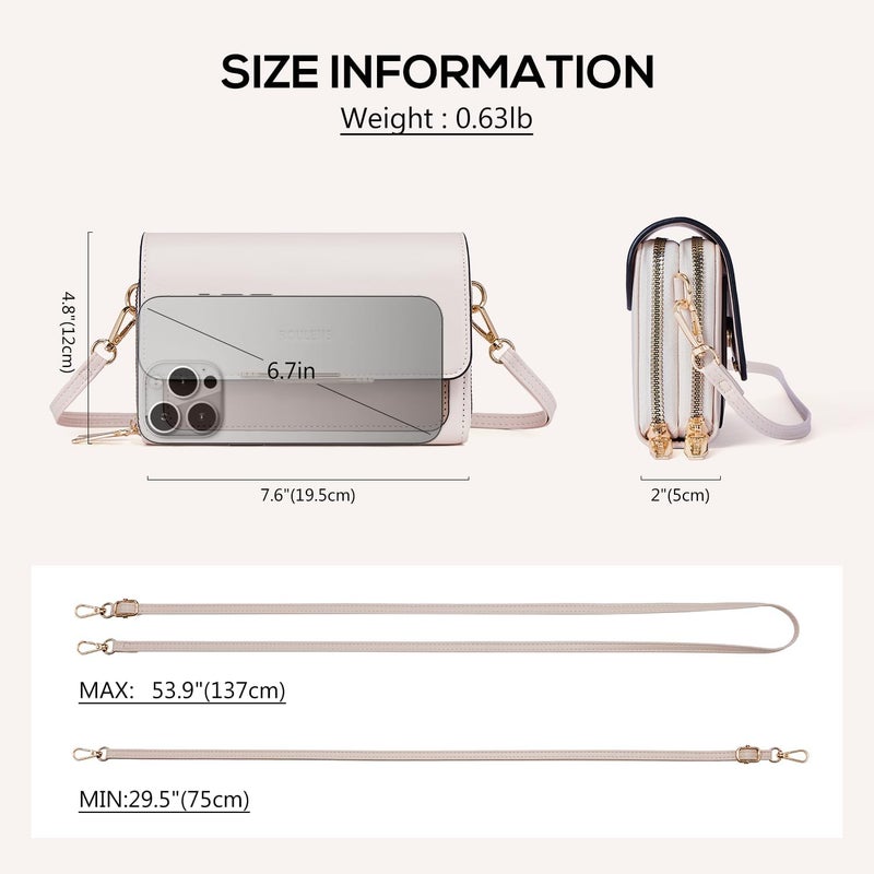 Roulens Small Crossbody Bag for Women,Cell Phone Purse Women's Shoulder Handbags Wallet Purse with Credit Card Slots - Image 5